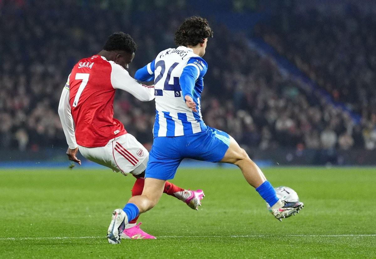 九游体育下载-3球4助攻，萨卡生涯英超对阵布莱顿造7球所有对手第三多